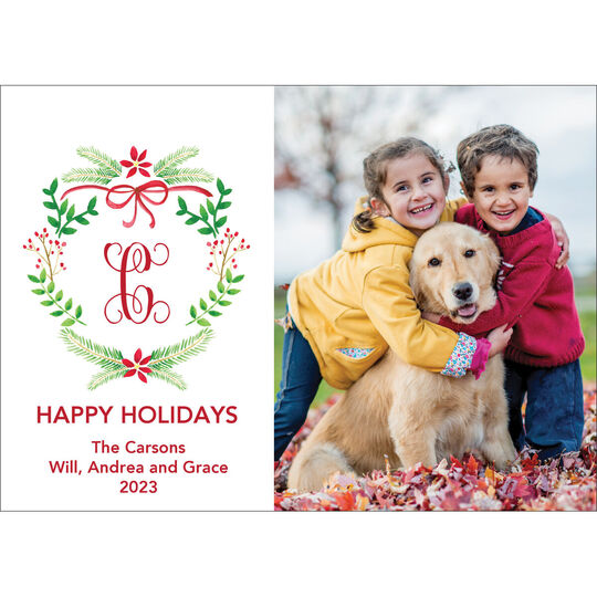 Winter Crest Holiday Flat Photo Cards